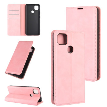 Чехол-книжка в стиле Retro мягкое покрытие Skin Feel деловой дизайн на Xiaomi Redmi 10A/9C - розовый