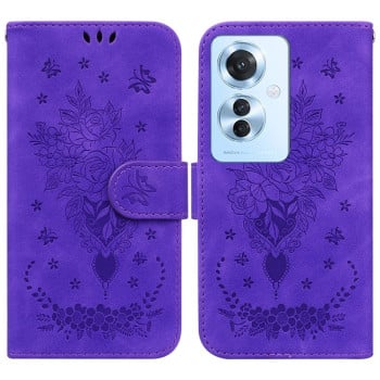 Чохол-книжка Butterfly Rose Embossed для OPPO Reno11 F Global - фіолетовий