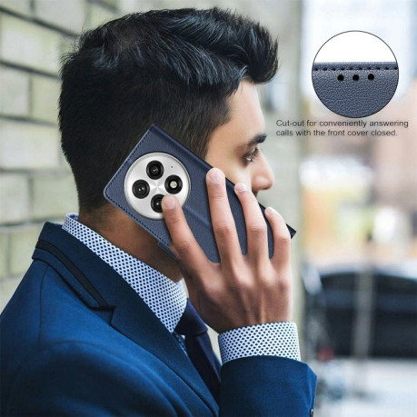 Чохол-книжка Litchi Texture RFID Anti-theft Leather для OnePlus 13 - синій