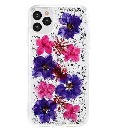 Чехол X-Fitted  FLORA из натуральных цветков для iPhone 12/ iPhone 12 Pro- purple flower