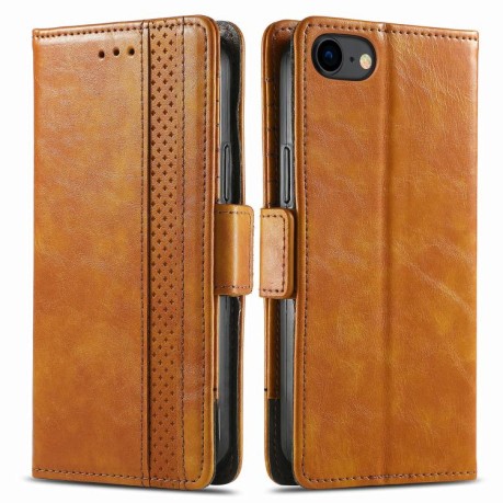 Чехол-книжка CaseNeo Splicing Dual Magnetic Buckle Leather для iPhone 16e - хаки
