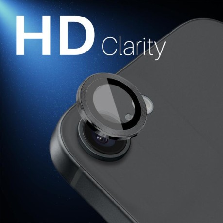 Защитное стекло NORTHJO Glitter Camera Lens Protector Tempered Glass Metal Ring на iPhone 16e - черное