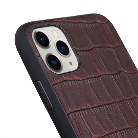 Противоударный чехол Crocodile Texture для iPhone 11 Pro Max - коричневый