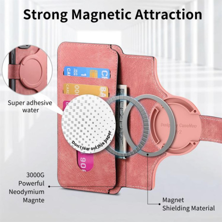 Чехол-книжка CaseNeo MagSafe RFID Anti-theft Retro Leather для OPPO Reno13 Pro - розовый