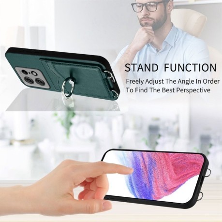 Протиударний чохол R20 Ring Card Holder для Motorola Edge 50 Pro 5G - зелений