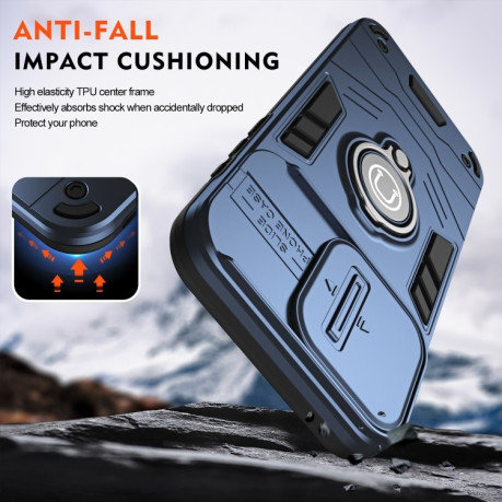Протиударний чохол Sliding Camshield Ring Holder для Samsung Galaxy A56 - синій
