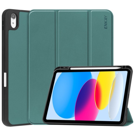 Чохол-книжка ENKAY Smart Series для iPad 10.9 2022 - темно-зелений
