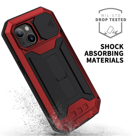 Протиударний металевий чохол R-JUST Dustproof на iPhone 14/13 - червоний