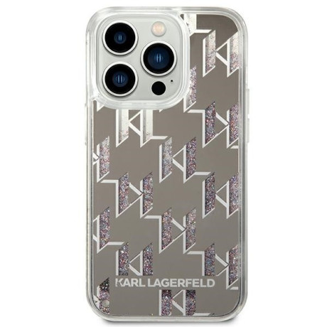 Оригінальний чохол Karl Lagerfeld Liquid Glitter Monogram для iPhone 14 Pro Max - silver