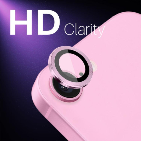 Защитное стекло NORTHJO Glitter Camera Lens Protector Tempered Glass Metal Ring на iPhone 16e - розовое