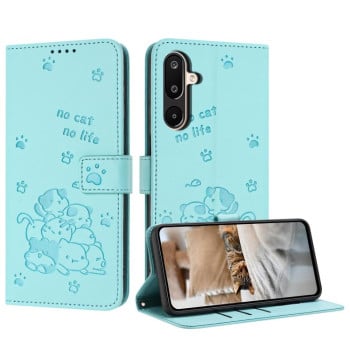 Чохол-книжка Embossed Kitten Phone Leather на Samsung Galaxy F16 5G / M16 5G - зелений