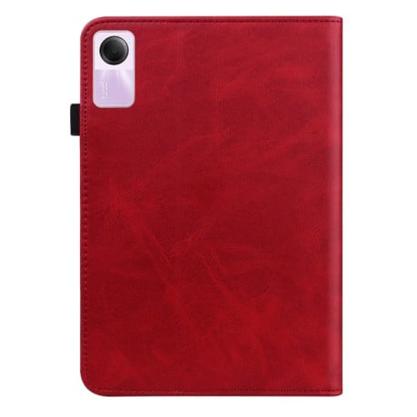 Чехол Solid Color Stripe Embossed Leather для Xiaomi Redmi Pad SE - красный