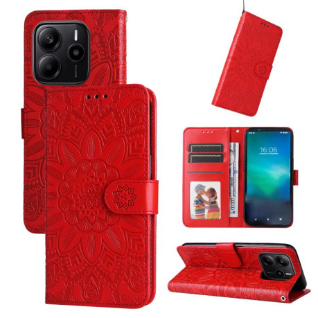 Чохол-книжка Embossed Sunflower для Xiaomi Redmi Note 14 4G 164.84mm - червоний