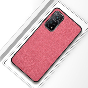 Противоударный чехол Cloth Texture на Xiaomi Mi 10T / 10T Pro - розовый