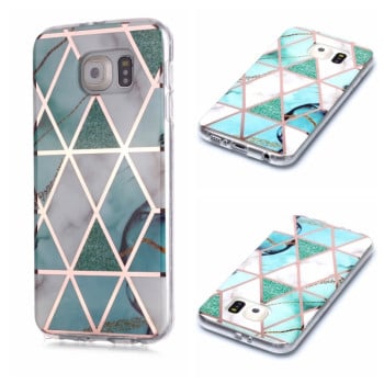 Чехол Plating Marble Pattern для Samsung Galaxy S6 - светло-зеленый