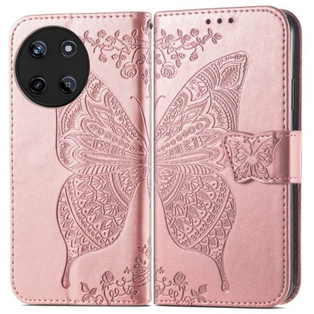 Чехол-книжка Butterfly Love Flower Embossed для Realme 11 4G Global - розовое золото