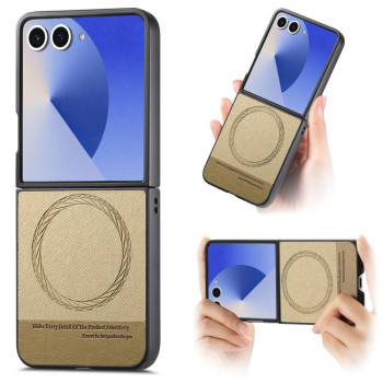 Чехол Twill Fabric Leather Skin Magnetic на Samsung Galaxy Flip8 5G — хаки