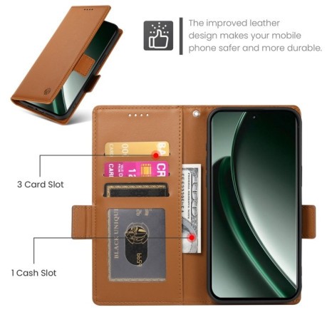 Чехол-книжка Side Buckle Magnetic Frosted Leather для Realme GT 6 Global/ Realme GT 6 4G - коричневый