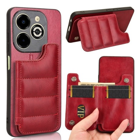 Ударозащитный чехол Cow Pattern Sewing Card Bag для Infinix Smart 8 Plus / Smart 8 Pro - красный