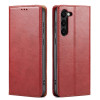 Кожаный чехол-книжка Fierre Shann Genuine leather для Samsung Galaxy S24 5G - красный