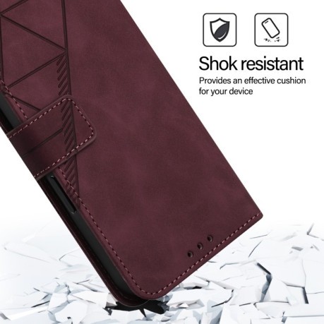 Чохол-книжка Crossbody 3D Embossed Flip Leather на Xiaomi 14T Pro - винно-червоний
