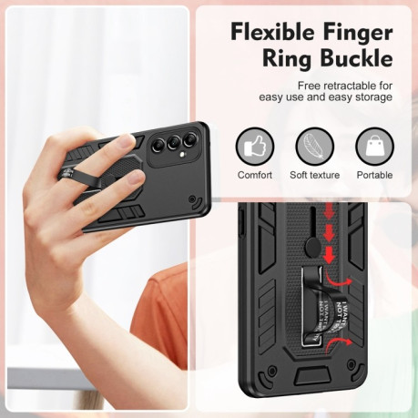 Противоударный чехол Variety Brave Armor Finger Loop Holder для Samsung Galaxy M14 5G - черный