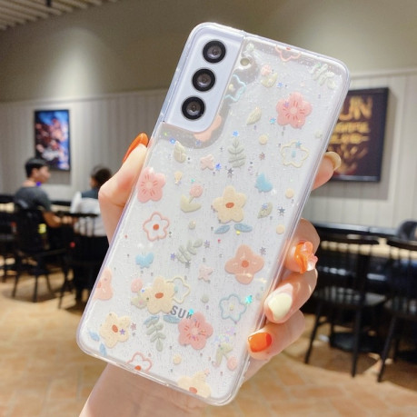 Противоударный чехол Fresh Small Floral Epoxy TPU для Samsung Galaxy A55 - D02 Hand-painted Flower