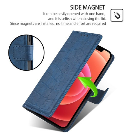 Чехол-книжка Skin Feel Crocodile Texture для OnePlus Ace 3 Pro 5G - синий