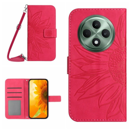 Чехол-книжка Skin Feel Sun Flower для OPPO Reno12 F/12 FS 5G Global - пурпурно-красный