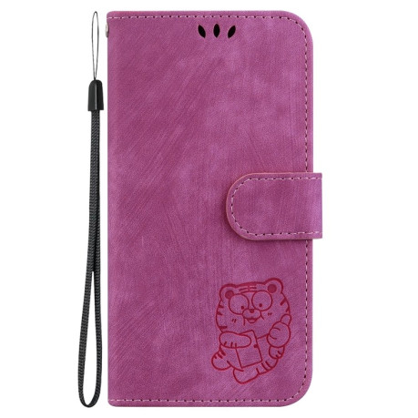 Чехол-книжка Little Tiger Embossed Leather на Realme 11 4G Global - пурпурно-красный