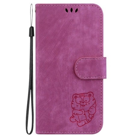 Чехол-книжка Little Tiger Embossed Leather на Samsung Galaxy M55 - пурпурно-красный