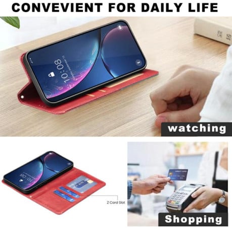 Чехол-книжка Rhombus Texture на Xiaomi Redmi 15C 5G / 4G EU 173mm - красный