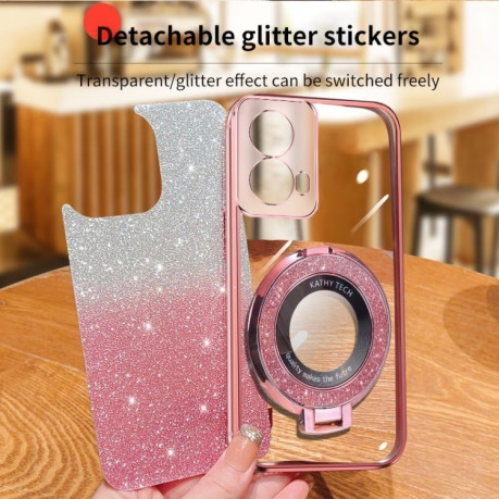 Протиударний чохол Plated Gradient Glitter Round Holder для Motorola Moto G85 - фіолетовий