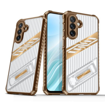 Противоударный чехол Plating Holder PC Hybrid TPU для Samsung Galaxy A36 / A56 5G - Gold