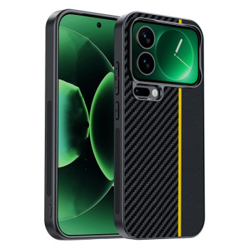 Противоударный чехол Carbon Fiber Texture Printing на Xiaomi 17 Pro Max — чёрный/жёлтый