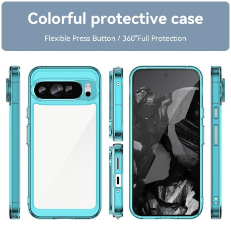 Противоударный чехол  Colorful Acrylic Series с цветной силиконовой боковиной на Google Pixel 9 Pro XL - синий