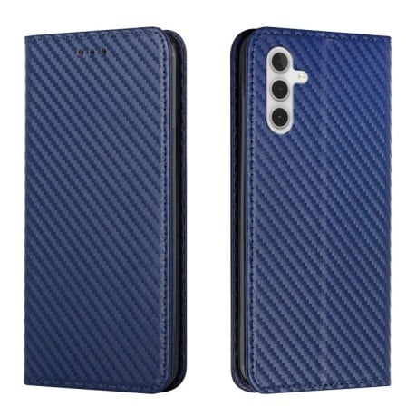 Чехол-книжка Carbon Fiber Texture на Samsung Galaxy S23 FE 5G - синий