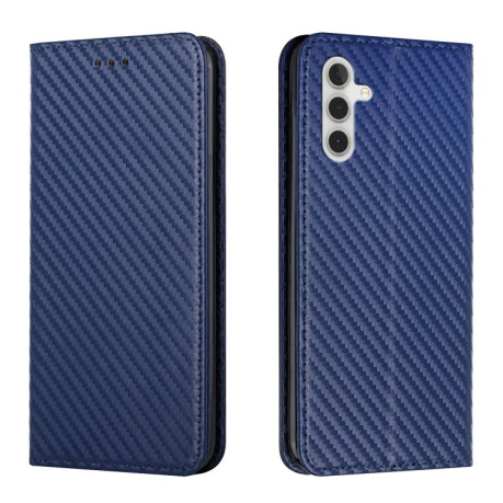 Чехол-книжка Carbon Fiber Texture Magnetic Flip Leather для Samsung Galaxy S25+ 5G - синий
