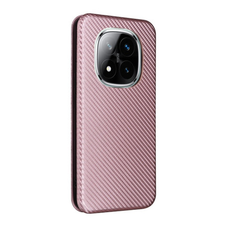 Чехол-книжка Carbon Fiber Texture на Xiaomi Redmi Note 14 Pro 4G Global - розовый