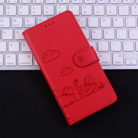Чохол-книжка Cute Cats RFID Leather для Xiaomi Redmi Note 14 4G 164.84mm - червоний
