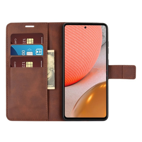 Чехол-книжка Retro Calf Pattern Buckle для Samsung Galaxy A72 - коричневый