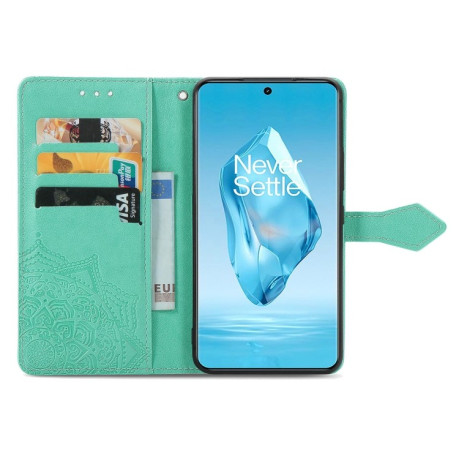 Чехол-книжка Mandala Embossing Pattern на OnePlus Ace 3 Pro - зеленый