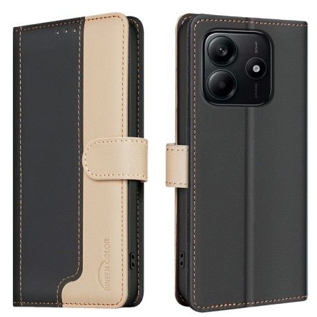 Чохол-книжка Color Matching RFID Anti-theft Leather для Xiaomi Redmi Note 14 5G/Poco M7 Pro 5G - чорний