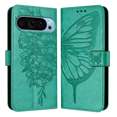Чохол-книжка Embossed Butterfly для Google Pixel 9 Pro XL - зелений