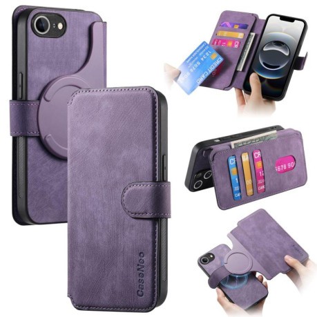 Чехол-книжка CaseNeo MagSafe RFID Anti-theft Retro Leather для iPhone 16e - фиолетовый