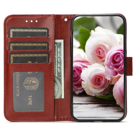 Чехол-книжка Rose Butterfly Embossed Leather для Realme 14 Pro+ - коричневий