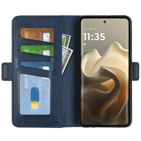 Чехол-книжка Dual-side Magnetic Buckle для Motorola Edge 60 Pro - синій
