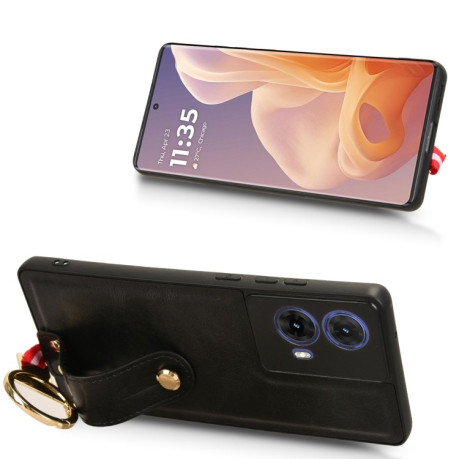 Протиударний чохол Wristband Leather Back для Motorola Moto G85 5G - чорний