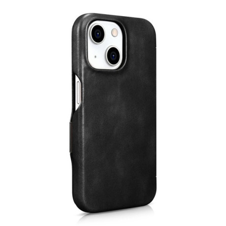 Шкіряний чохол iCarer Leather Oil Wax (MagSafe) для iPhone 15 - чорний