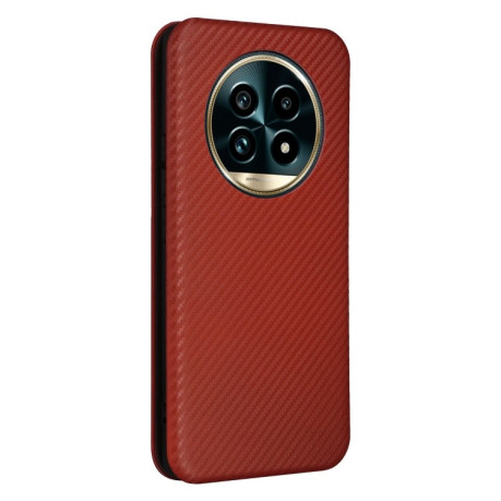 Чохол-книжка Carbon Fiber Texture на Realme 13 Pro / 13 Pro+ - коричневий